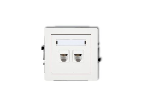 DECO Gniazdo telefoniczne podwójny 2xRJ11, 4-stykowy, beznarzędziowe biały mat 25DGT-2