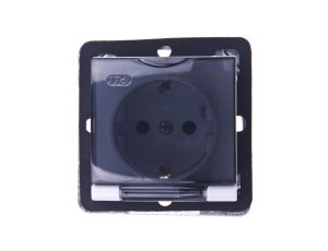 IMPRESJA Gniazdo bryzgoszczelne z/u Schuko IP44 z przesłonami klapka przezroczysta białe GPH-1YSP/m/00/d