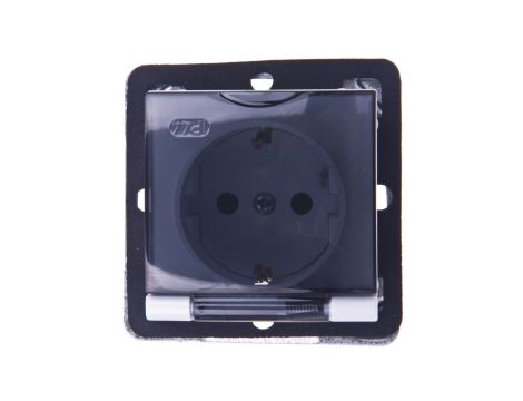 IMPRESJA Gniazdo bryzgoszczelne z/u Schuko IP44 z przesłonami klapka przezroczysta białe GPH-1YSP/m/00/d