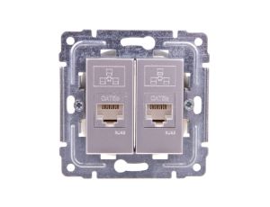 DANTE Gniazdo komputerowe podwójne 2xRJ45 kat.5e nieekranowane inox 454167