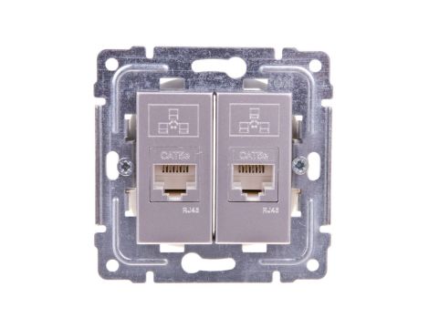 DANTE Gniazdo komputerowe podwójne 2xRJ45 kat.5e nieekranowane inox 454167