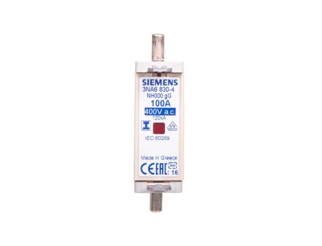 Wkładka bezpiecznikowa NH z izolowanymi zaczepami gG 100A AC 400V 3NA6830-4