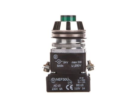 Przycisk sterowniczy 30mm zielony 1Z 1R z samopowrotem i podświetleniem 24V W0-NEF30-UWL XY Z