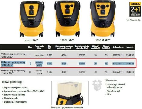 MIRKA ODKURZACZ 1230 L AFC AUTOMAT