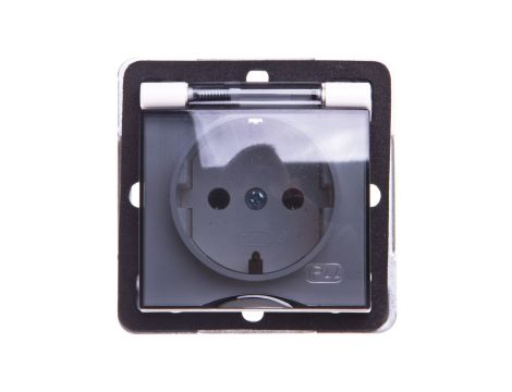 IMPRESJA Gniazdo bryzgoszczelne z/u Schuko IP44 klapka przezroczysta ecrue GPH-1YS/m/27/d