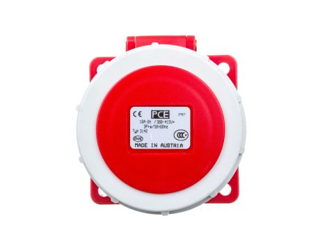 Gniazdo tablicowe 16A 4P 400V /75x75/ czerwone IP67 POWER TWIST 3142-6