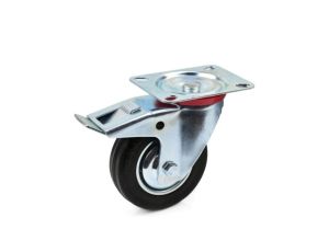 Koło obrotowe skrętne stalowe/gumowe z hamulcem 100/125/160 lub 200 mm, ŚREDNICA: 125 mm