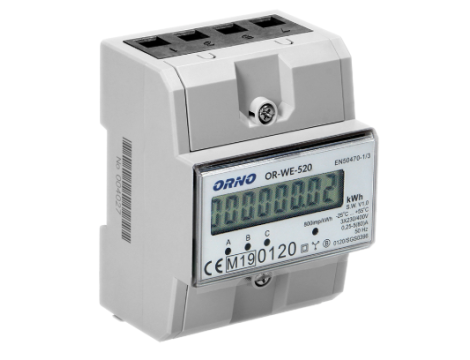 ORNO 3-fazowy licznik energii elektrycznej, 80A, MID, 3 moduły, DIN TH-35mm - 5