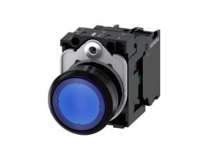 3SU1102-0AB50-1BA0 Illuminated pushbutton, 22 mm, round, plastic, blue, pushbutton, flat, momentary contact type, with holder, 1