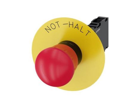 Przycisk bezpieczeństwa kpl 22mm tworzywo czerwony 1R 1Z przez obrót etykieta Not Halt IP69k SIRIUS ACT 3SU1100-1HB20-1FH0