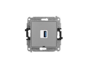 ICON Mechamizm gniazda pojedynczego USB A-A 3.0, bez pola opisowego szary mat 27IGUSBBO-5