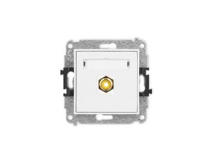 MINI Mechanizm gniazda pojedynczego RCA (typu cinch - żółty, pozłacany) biały mat 25MGRCA-1