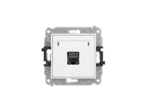 MINI Mechanizm gniazda komputerowego pojedynczego 1xRJ45, kat. 8, ekranowane, 8-stykowy biały mat 25MGK-11