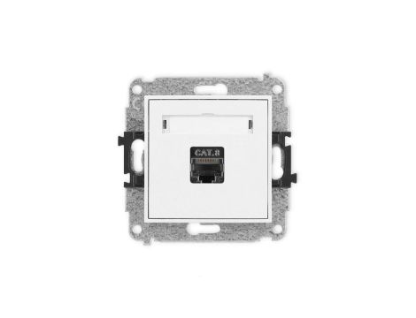 MINI Mechanizm gniazda komputerowego pojedynczego 1xRJ45, kat. 8, ekranowane, 8-stykowy biały mat 25MGK-11