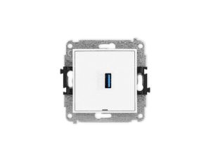 MINI Mechamizm gniazda pojedynczego USB A-A 3.0, bez pola opisowego biały mat 25MGUSBBO-5