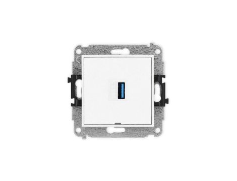 MINI Mechamizm gniazda pojedynczego USB A-A 3.0, bez pola opisowego biały mat 25MGUSBBO-5