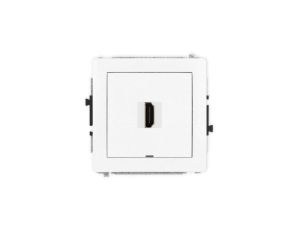 DECO Mechanizm gniazda pojedynczego HDMI 2.0, bez pola opisowego, biały mat 25DHDMIBO-3