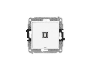 MINI Mechanizm gniazda pojedynczego USB A-B 2.0, bez pola opisowego biały mat 25MGUSBBO-3