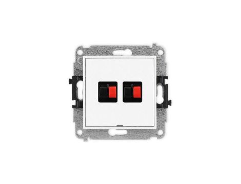 MINI Mechanizm gniazda głośnikowego podwójnego, bez pola opisowego biały mat 25MGGBO-2