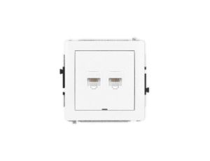 DECO Mechanizm gniazda komputerowego podwójnego 2xRJ45, kat. 5e, 8-stykowy, bez pola opisowego, biały mat 25DGKBO-2