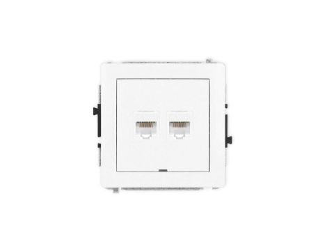DECO Mechanizm gniazda komputerowego podwójnego 2xRJ45, kat. 5e, 8-stykowy, bez pola opisowego, biały mat 25DGKBO-2