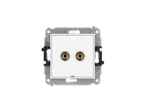 MINI Mechanizm gniazda głośnikowego pojedynczego, bez pola opisowego (typu banan - czerwony i czarny, pozłacany, 4 mm2, do lutow