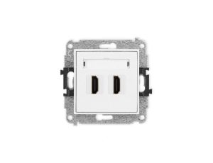MINI Mechanizm gniazda podwójnego HDMI 2.0 biały mat 25MHDMI-4