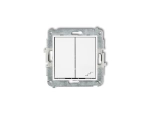 MINI Mechanizm łącznika jednobiegunowego ze schodowym (wspólne zasilanie) biały mat 25MWP-10.1