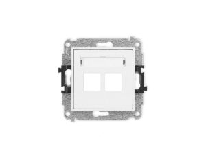 MINI Mechanizm gniazda multimedialnego podwójnego bez modułu (standard Keystone) biały mat 25MGM-2P
