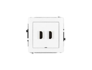 DECO Mechanizm gniazda podwójnego HDMI 2.0, bez pola opisowego, biały mat 25DHDMIBO-4