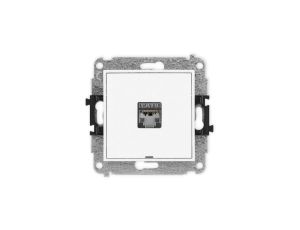 MINI Mechanizm gniazda komputerowego pojedynczego 1xRJ45, kat. 6, ekranowane, 8-stykowy, bez pola opisowego biały mat 25MGKBO-5