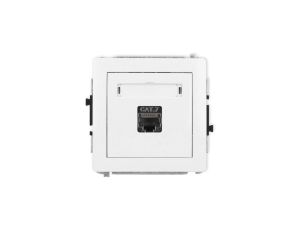 DECO Mechanizm gniazda komputerowego pojedynczego 1xRJ45, kat. 7, ekranowane, 8-stykowy, biały mat 25DGK-9