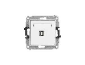 MINI Mechanizm gniazda pojedynczego USB A-B 2.0 biały mat 25MGUSB-3