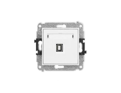 MINI Mechanizm gniazda pojedynczego USB A-B 2.0 biały mat 25MGUSB-3