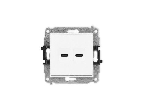 MINI Mechanizm gniazda podwójnego 2xUSB C-C, bez pola opisowego biały mat 25MGUSBBO-8