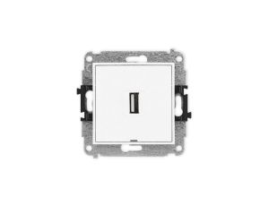 MINI Mechanizm gniazda pojedynczego USB A-A 2.0, bez pola opisowego biały mat 25MGUSBBO-1