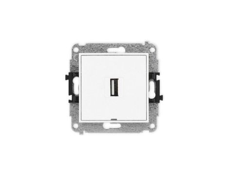 MINI Mechanizm gniazda pojedynczego USB A-A 2.0, bez pola opisowego biały mat 25MGUSBBO-1