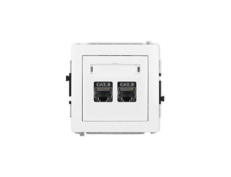 DECO Mechanizm gniazda komputerowego podwójnego 2xRJ45, kat. 8, ekranowane, 8-stykowy, biały mat 25DGK-12