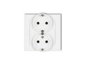 MINI Gniazdo podwójne z uziemieniem SCHUKO 2x(2P+Z) (bez przesłon torów prądowych) biały mat 25MGP-2s