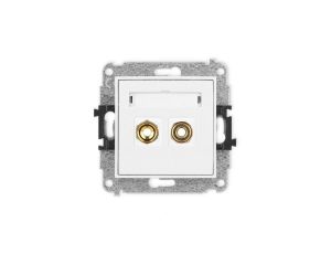 MINI Mechanizm gniazda głośnikowego pojedynczego (typu banan - czerwony i czarny, pozłacany, 4 mm2, skręcany) biały mat 25MGG-4