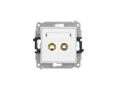 MINI Mechanizm gniazda głośnikowego pojedynczego (typu banan - czerwony i czarny, pozłacany, 4 mm2, skręcany) biały mat 25MGG-4