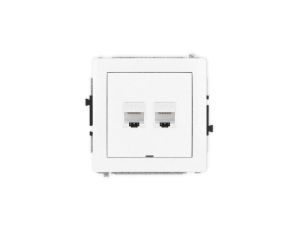 DECO Mechanizm gniazda komputerowego podwójnego 2xRJ45, kat. 6, 8-stykowy, bez pola opisowego, biały mat 25DGKBO-4