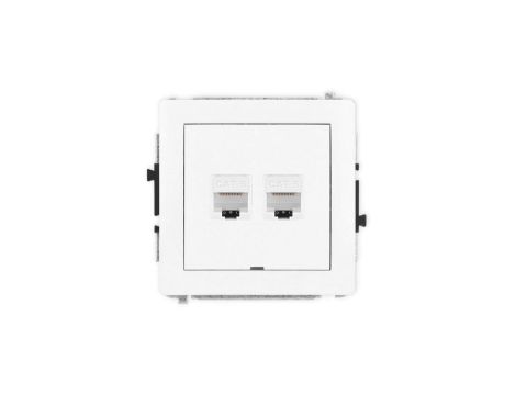 DECO Mechanizm gniazda komputerowego podwójnego 2xRJ45, kat. 6, 8-stykowy, bez pola opisowego, biały mat 25DGKBO-4