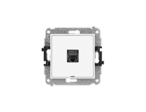 MINI Mechanizm gniazda komputerowego pojedynczego 1xRJ45, kat. 7, ekranowane, 8-stykowy, bez pola opisowego biały mat 25MGKBO-9