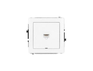 DECO Mechanizm gniazda komputerowego pojedynczego 1xRJ45, kat. 5e, 8-stykowy, bez pola opisowego, biały mat 25DGKBO-1