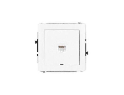 DECO Mechanizm gniazda komputerowego pojedynczego 1xRJ45, kat. 5e, 8-stykowy, bez pola opisowego, biały mat 25DGKBO-1