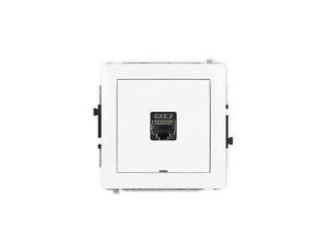 DECO Mechanizm gniazda komputerowego pojedynczego 1xRJ45, kat. 7, ekranowane, 8-stykowy, bez pola opisowego, biały mat 25DGKBO-9