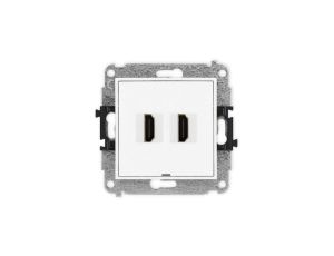 MINI Mechanizm gniazda podwójnego HDMI 2.0, bez pola opisowego biały mat 25MHDMIBO-4