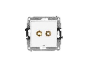 MINI Mechanizm gniazda głośnikowego pojedynczego, bez pola opisowego (typu banan - czerwony i czarny, pozłacany, 4 mm2, skręcany