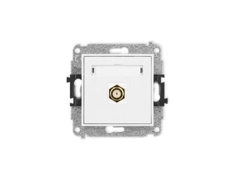 MINI Mechanizm gniazda antenowego pojedynczego typu F (SAT) pozłacany biały mat 25MGF-1.1